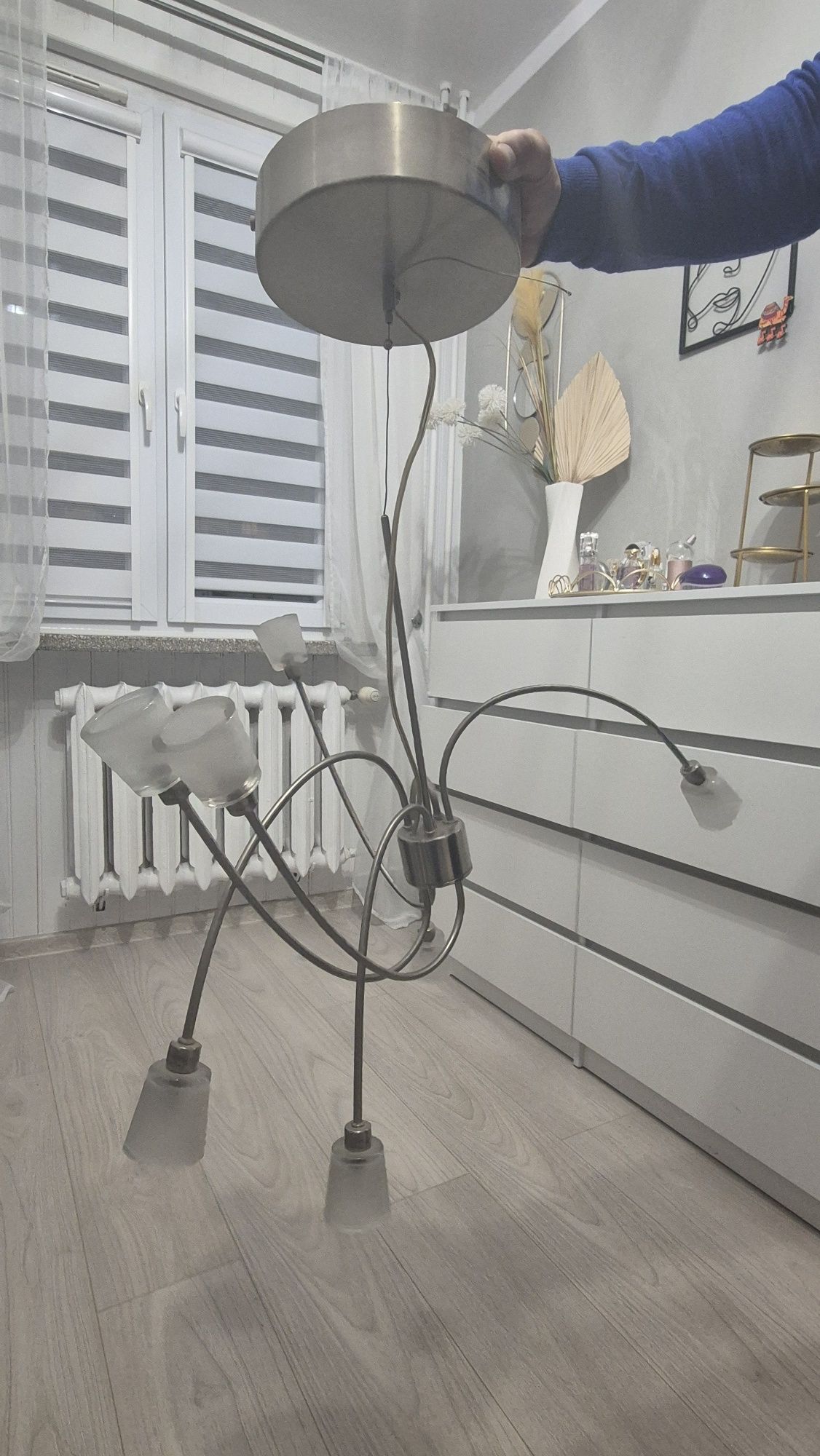 Lampa sufitowa elegancka chromowana lampa żyrandol