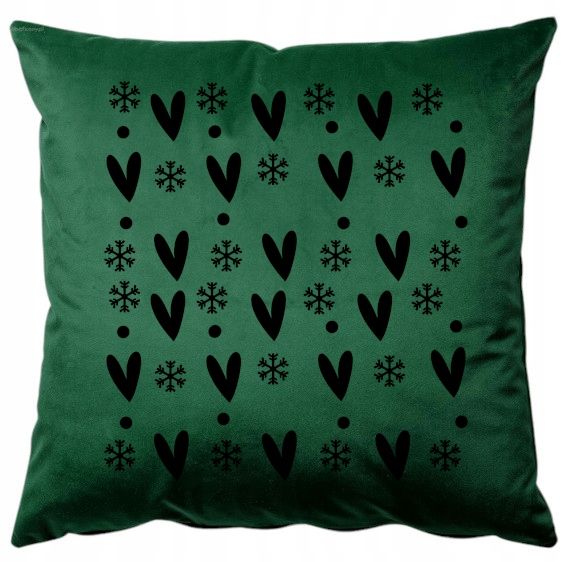 Poszewka welurowa poduszka 40x40 ozdoba Świąteczna Serca śnieżynki