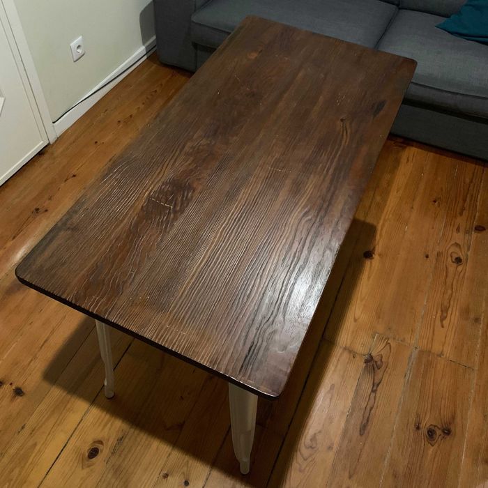 Mesa de jantar retangular Stylix – madeira e aço – 120 × 40 cm