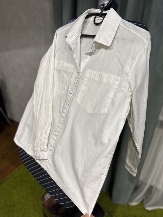 Сорочка в клітинку Zara сатинова рубашка Zara біла сорочка Zara