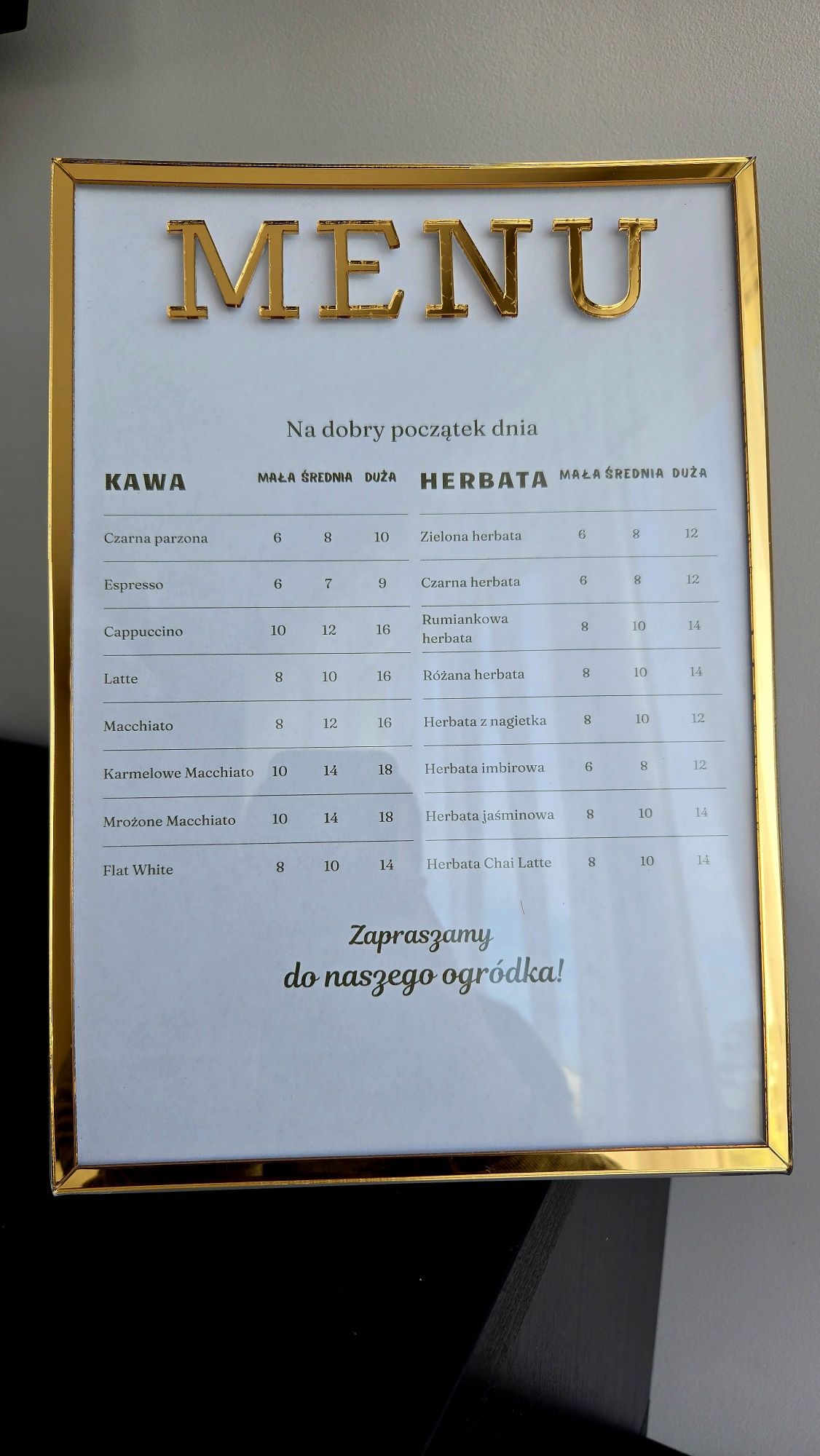 Menu tabliczka reklamowa