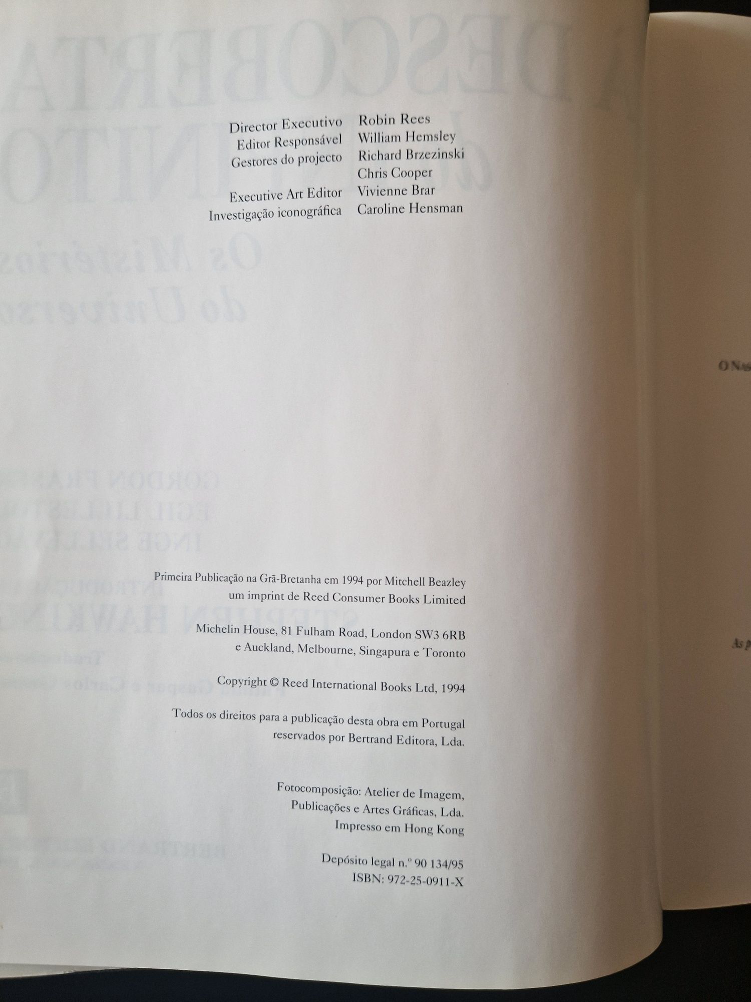 "À Descoberta do Infinito - Os Mistér. do Univ.", introd. S. Hawking