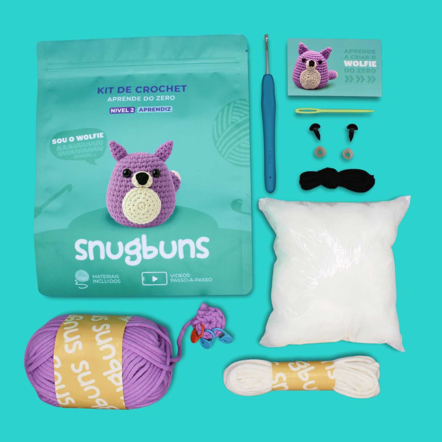 Kit Aprender Crochet - Iniciante - "Wolfie"