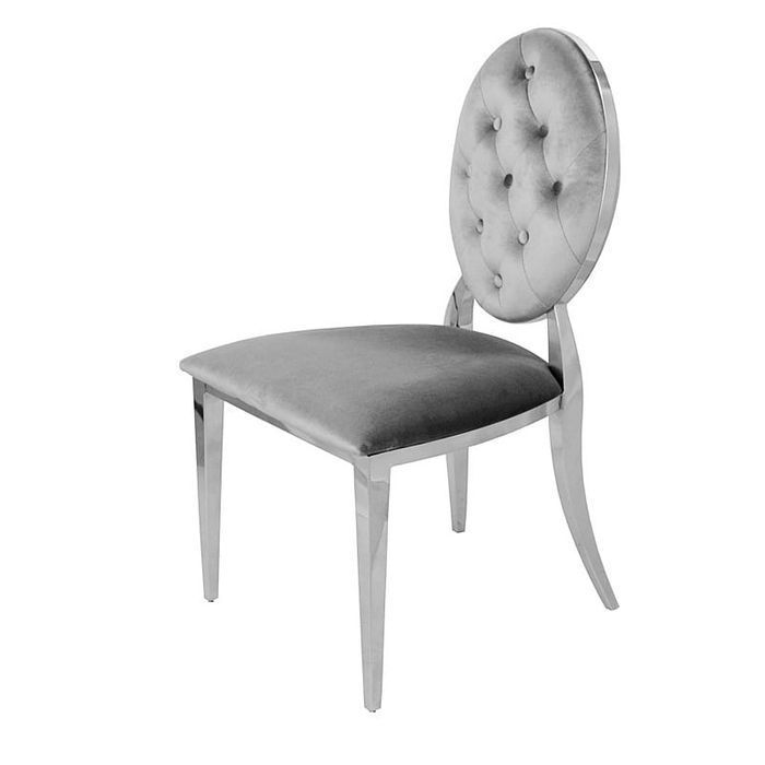Krzesło Ludwik glamour Dark Grey do jadalni pikowane guzikami