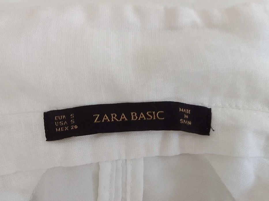 Zara biały lniany żakiet marynarka len s 36