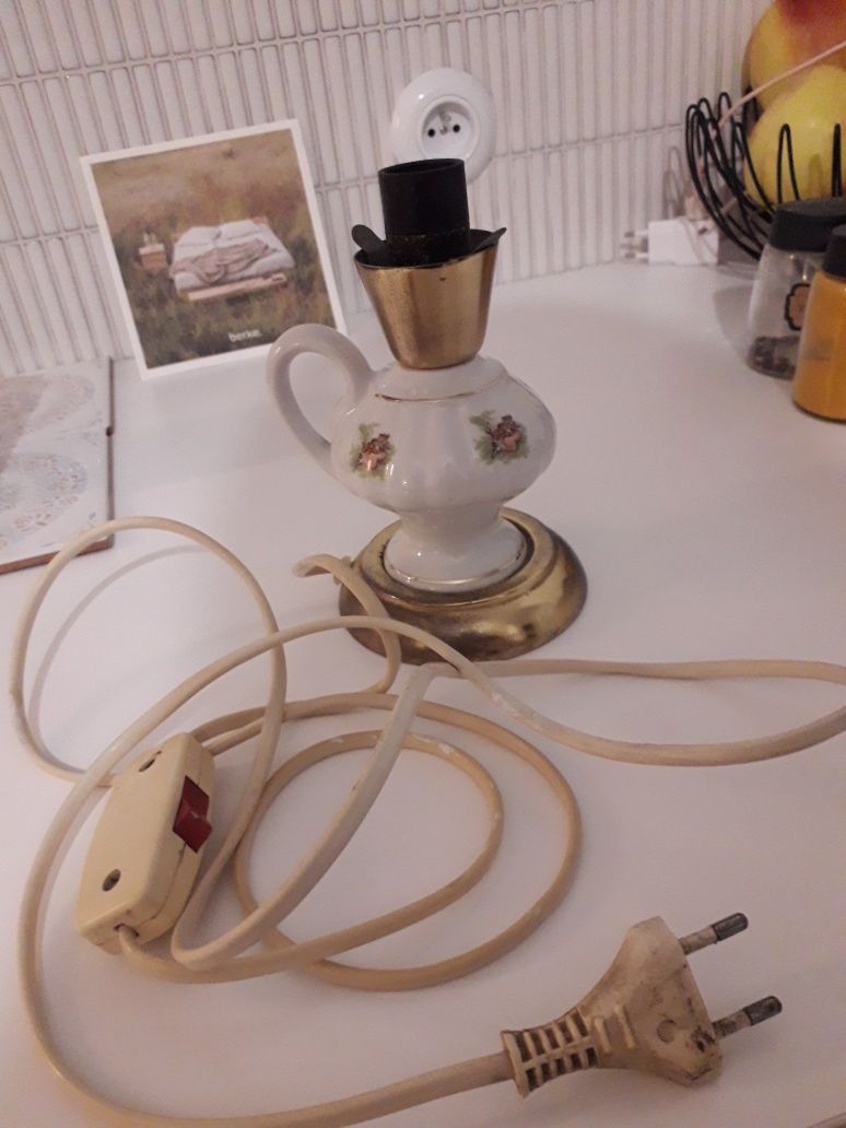 Porcelanowa lampa stołowa vintage PRL