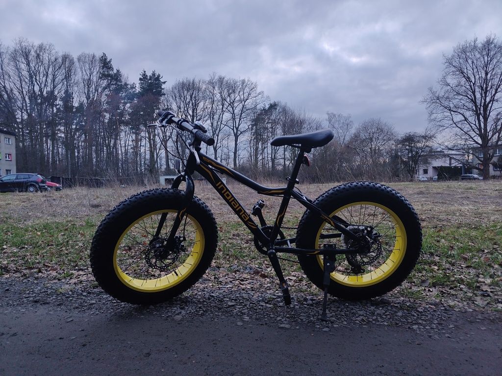 Rower górski MTB INDIANA Fat Bike M18 20 cali męski Żółty więcej pv