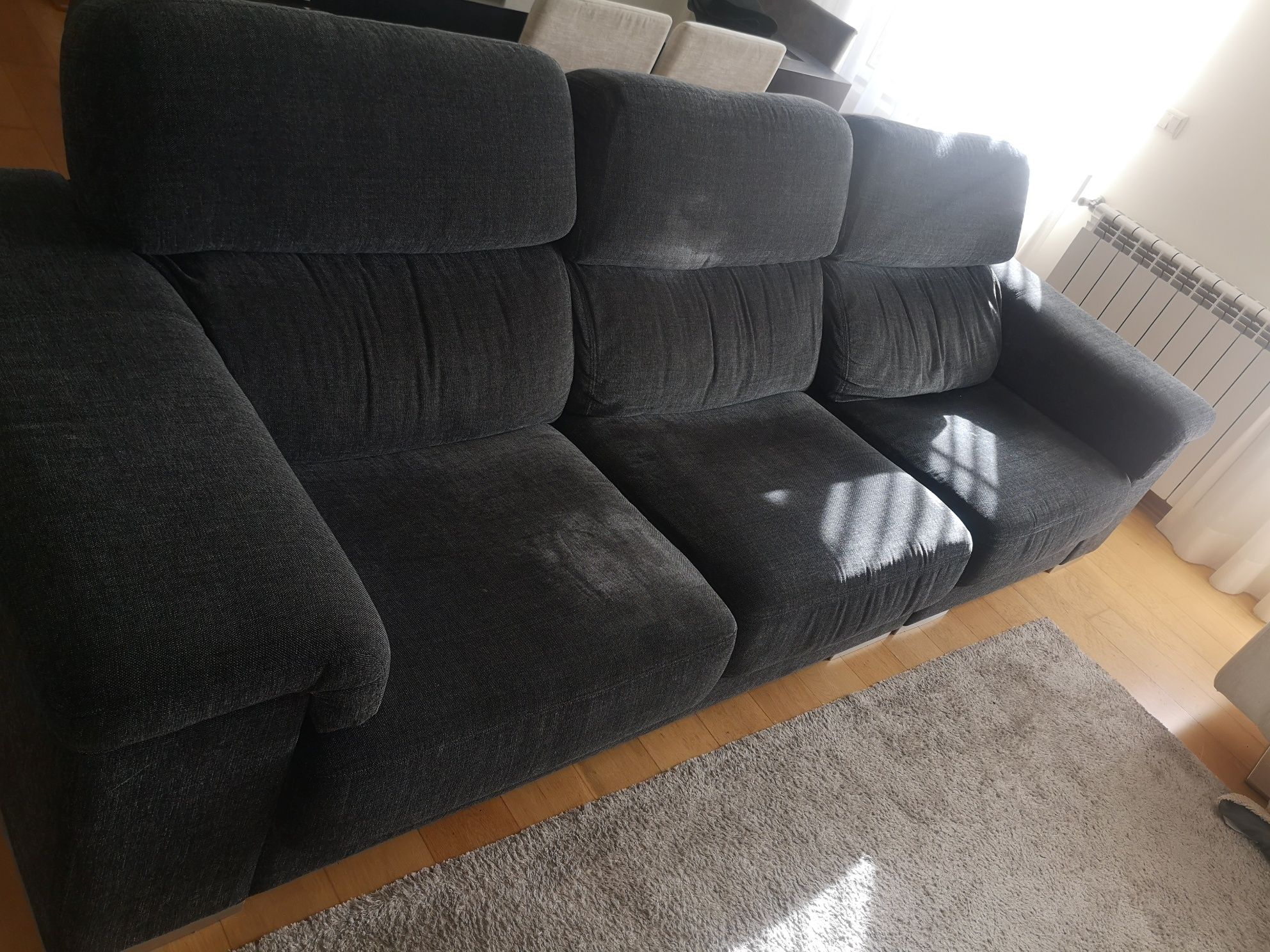 Sofá preto com 3 chaise longue