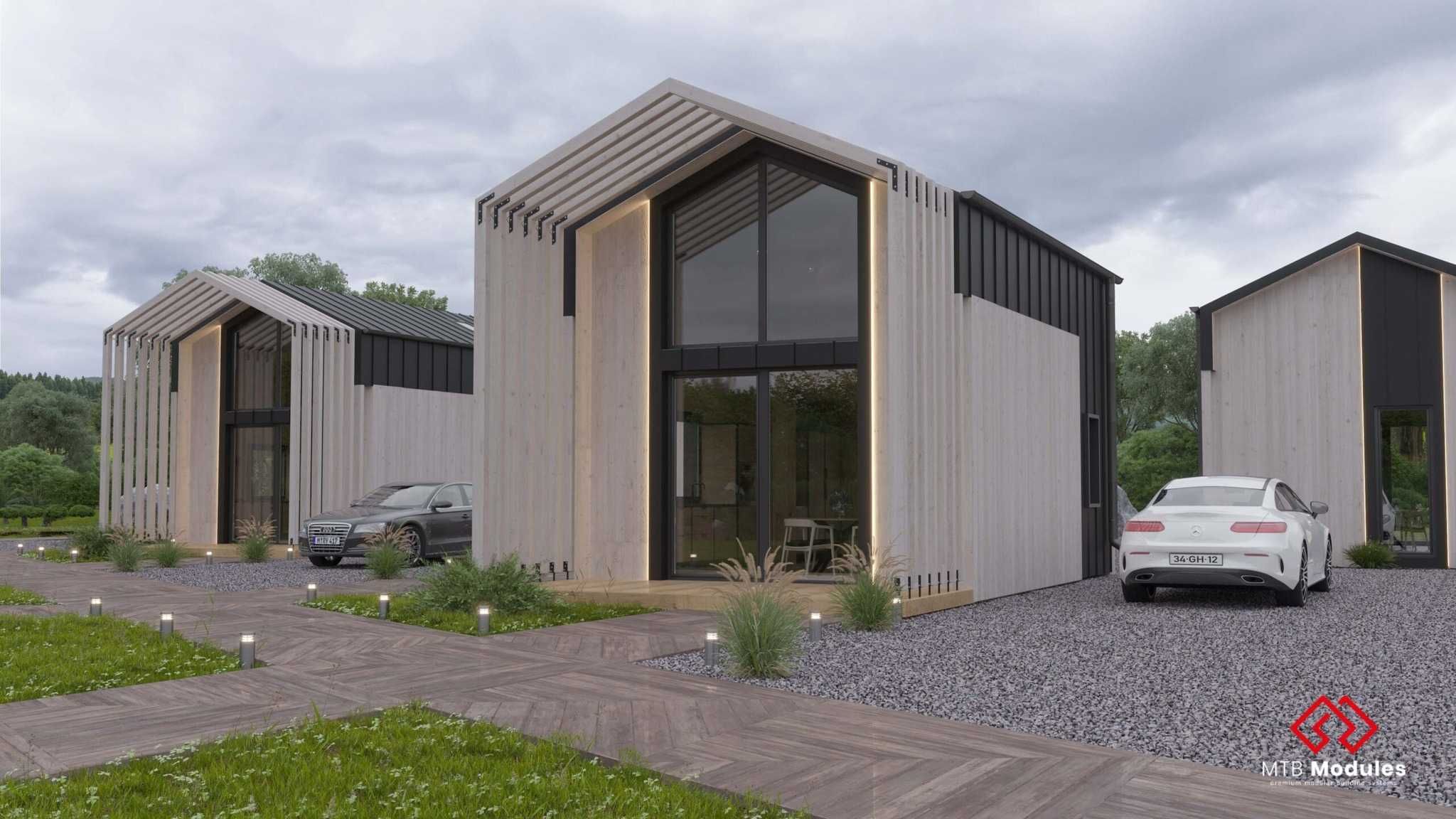 Dom modułowy całoroczny 70 m2 energooszczędny Tiny House 2+2  MTB FOUR