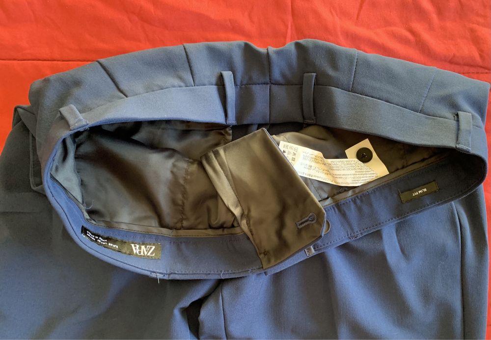 Calças Fato Zara Homem Azul Tam. 40