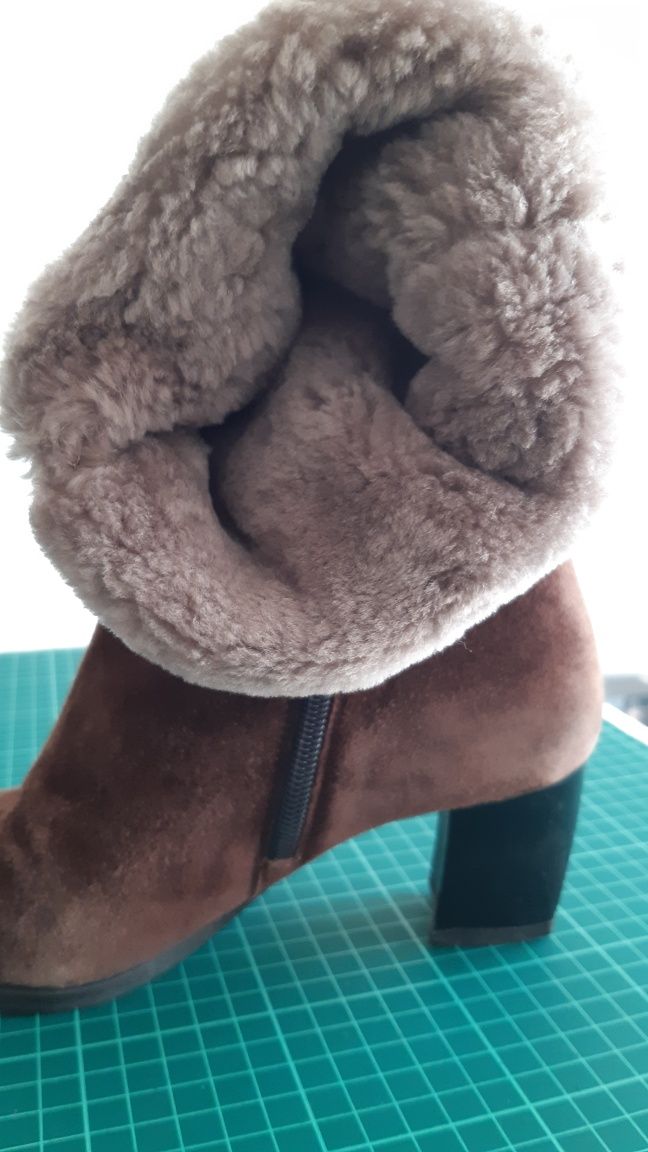 Botas Mulher Cano Alto Camurça 37 - Castanho