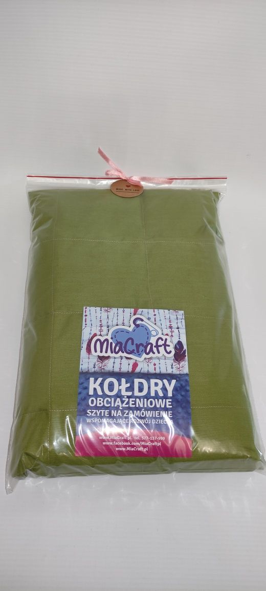 Kołderka obciążeniowa-sensoryczna ZIELONA-OLIWKOWA 2450g. 130x90 cm