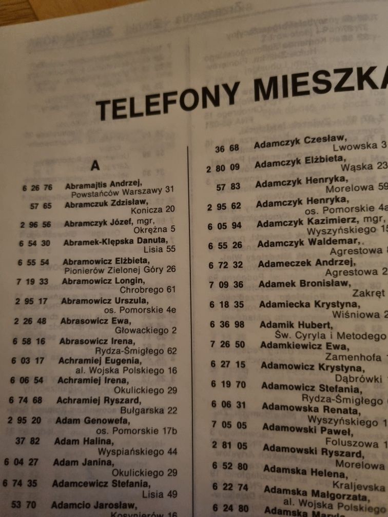 Książka telefoniczna woj zielonogórskie 1991/92