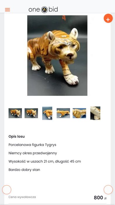 Duża Figura Porcelanowy Tygrys Royal Dux Czechosłowqcja lata 1960te