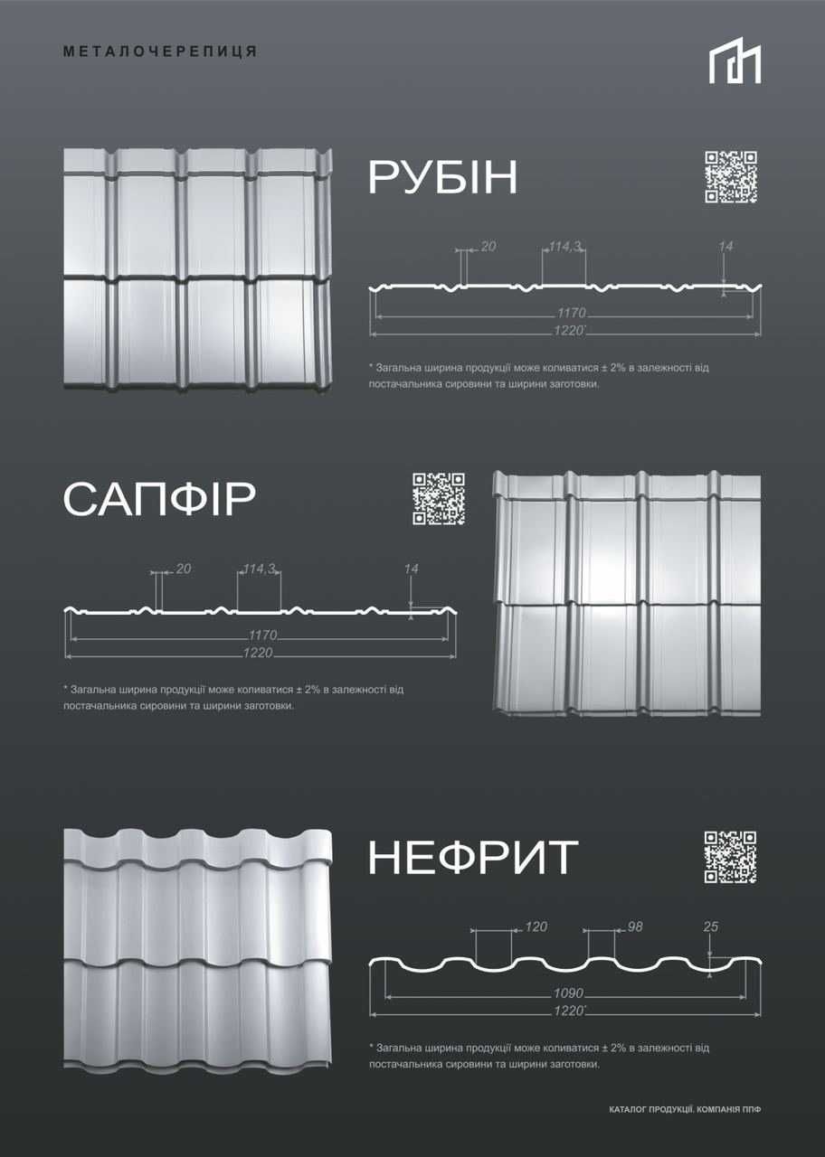 Металочерепиця, профнастил. ОВРУЧ