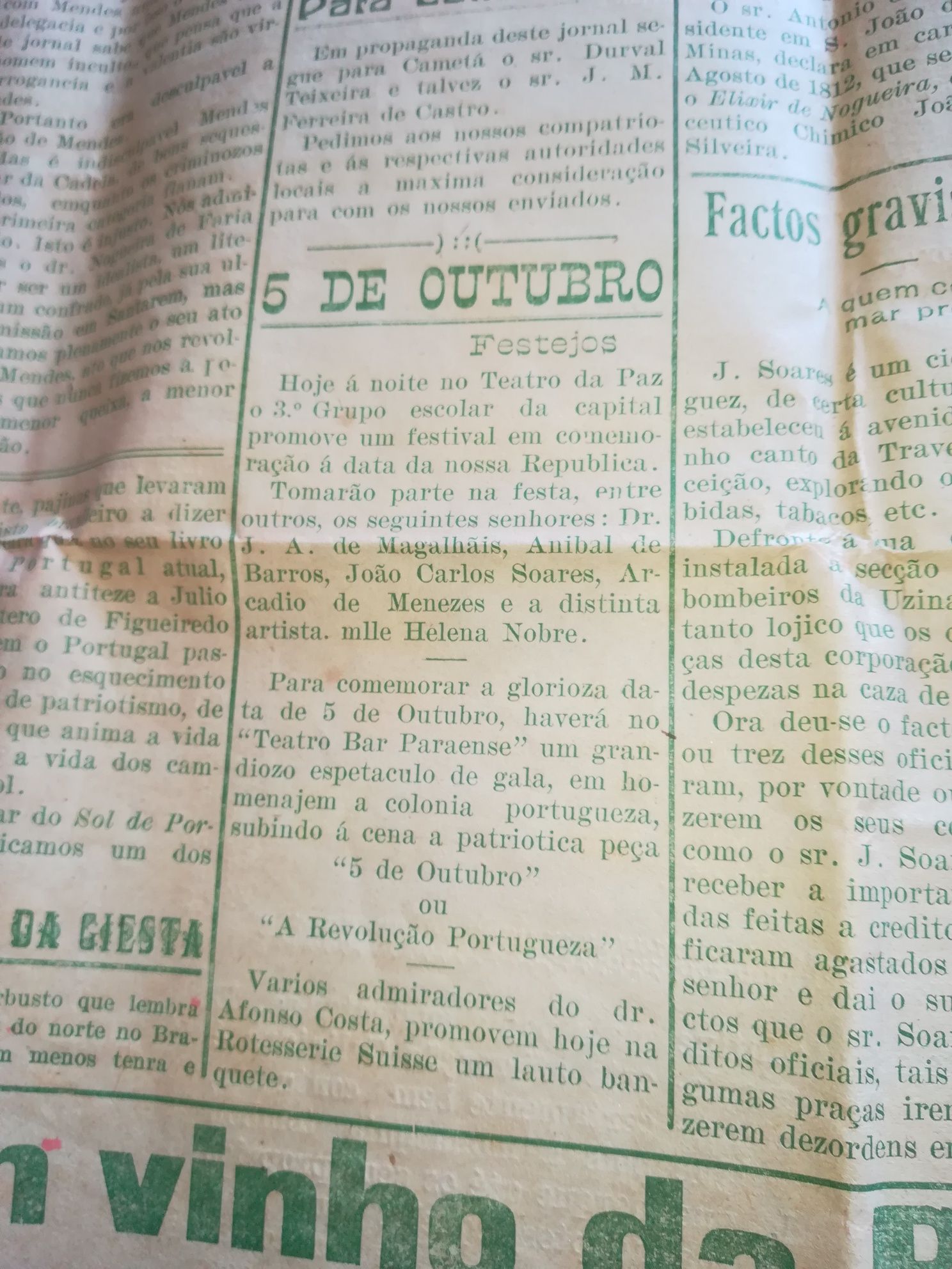 Jornal Portugal 5 Outubro 1918