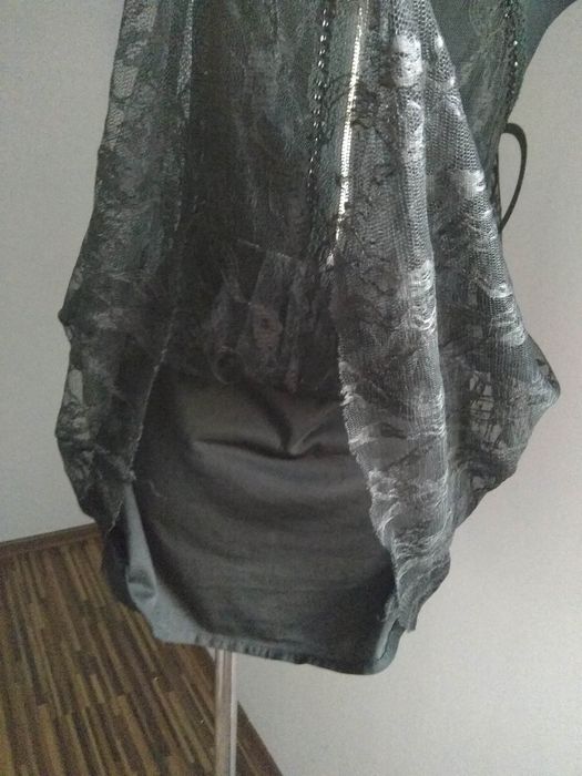 Bluzka damska tunika koronkowa zdobiona koralikami na imprezę M 40 42