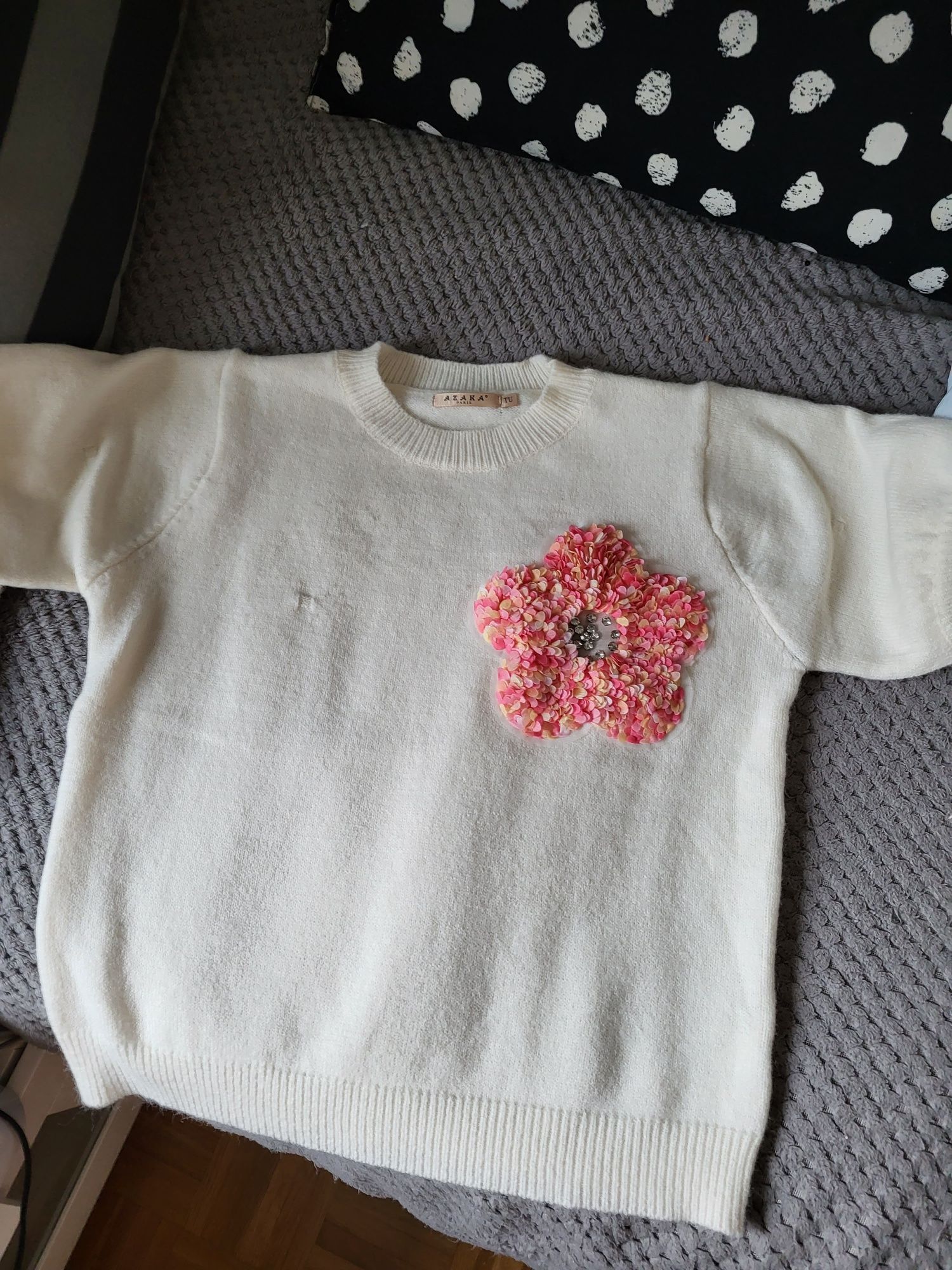 Kwiat duży aplikacja różowy  na sweterek