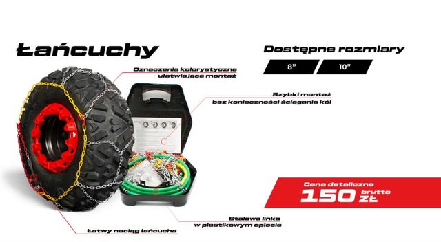 Łańcuchy na koła Quad Atv 8" 10" Łańcuch Śnieg XTR KXD LINHAI KYMCO