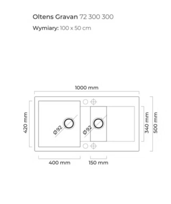 Zlewozmywak Oltens Gravan 1,5 komorowy granitowy