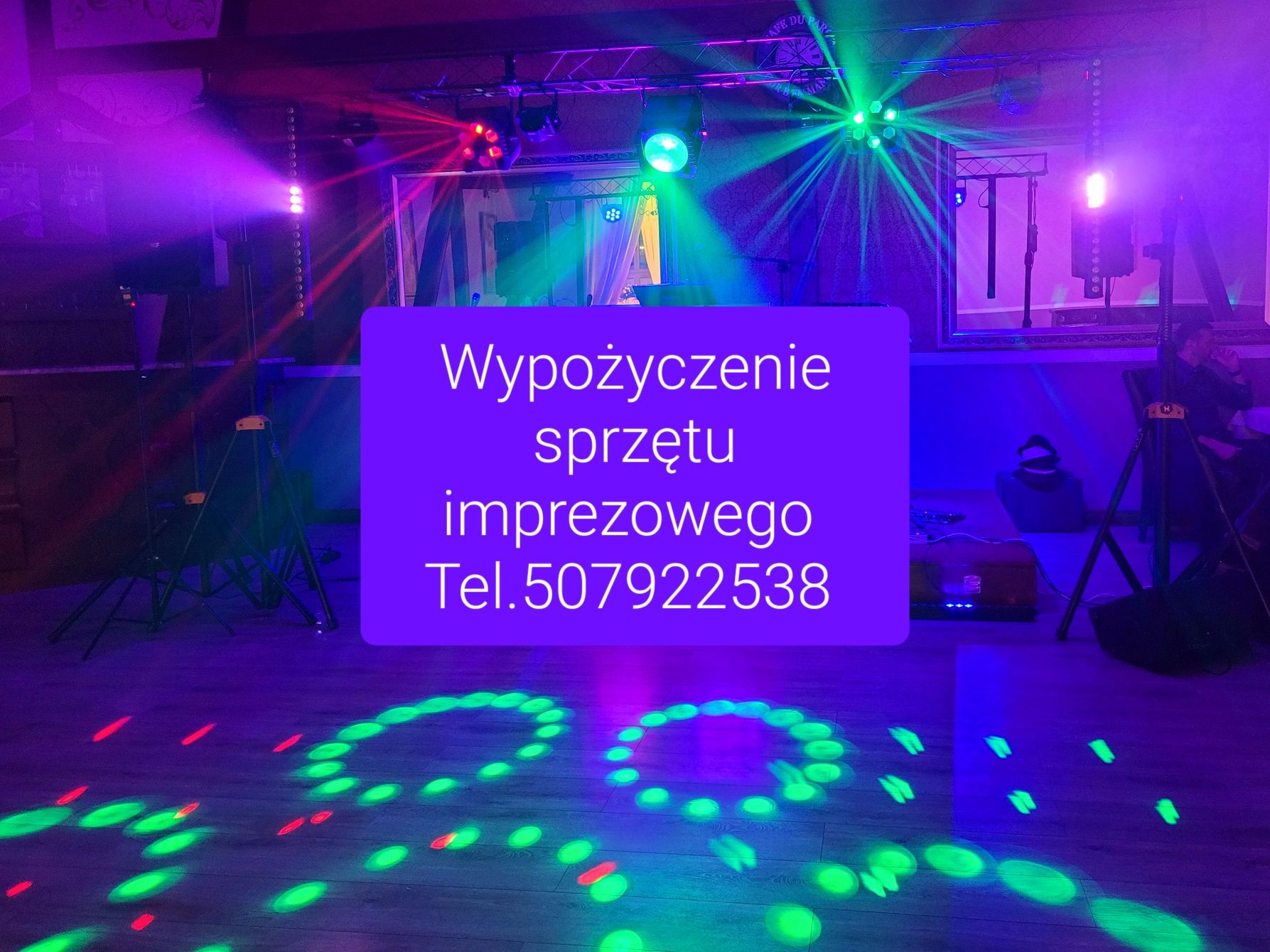 Sylwester impreza urodziny dj laser stroboskop, muzyka, dymiarka