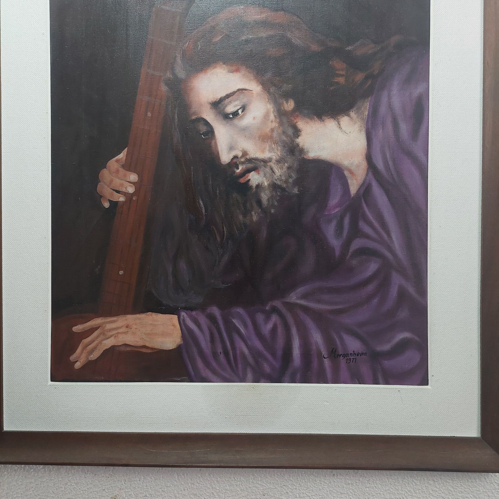 Pintura com moldura em madeira 90x80