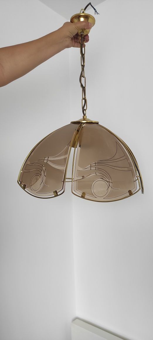 Lampa sufitowa ze szklanymi kloszami , odcienie złoto, brąz, beż