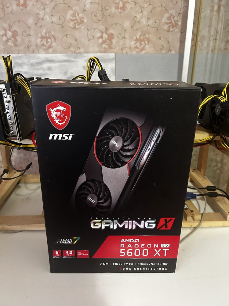 Майнінг ферма на 4 відеокарти RX 5600 XT 6 gb