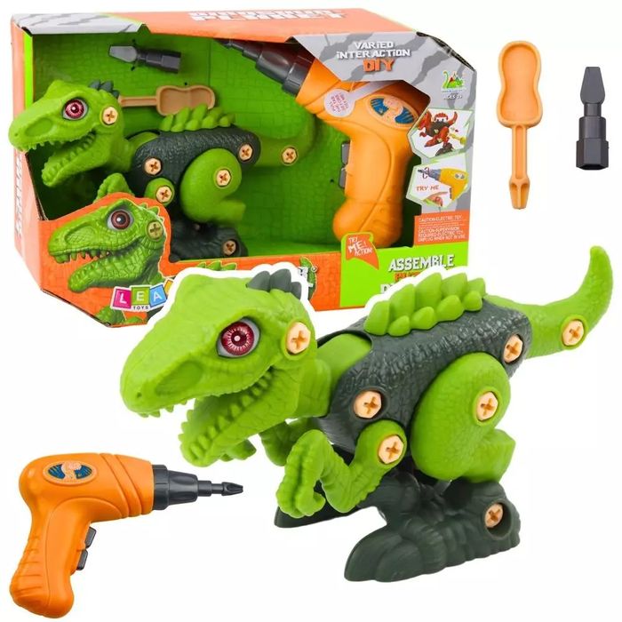 Dinozaur do skręcania zielony. Leantoys. Nowy Produkt