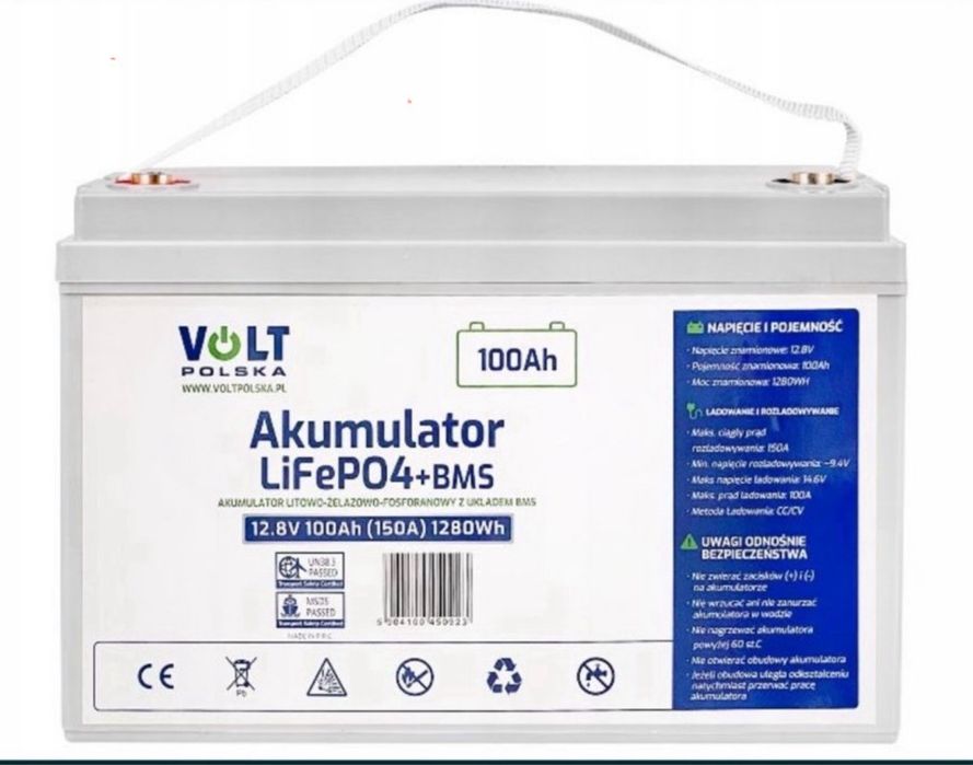 В наявності Акумулятор Volt LiFePo4 12.8V 100Ah 150A bms polska volt