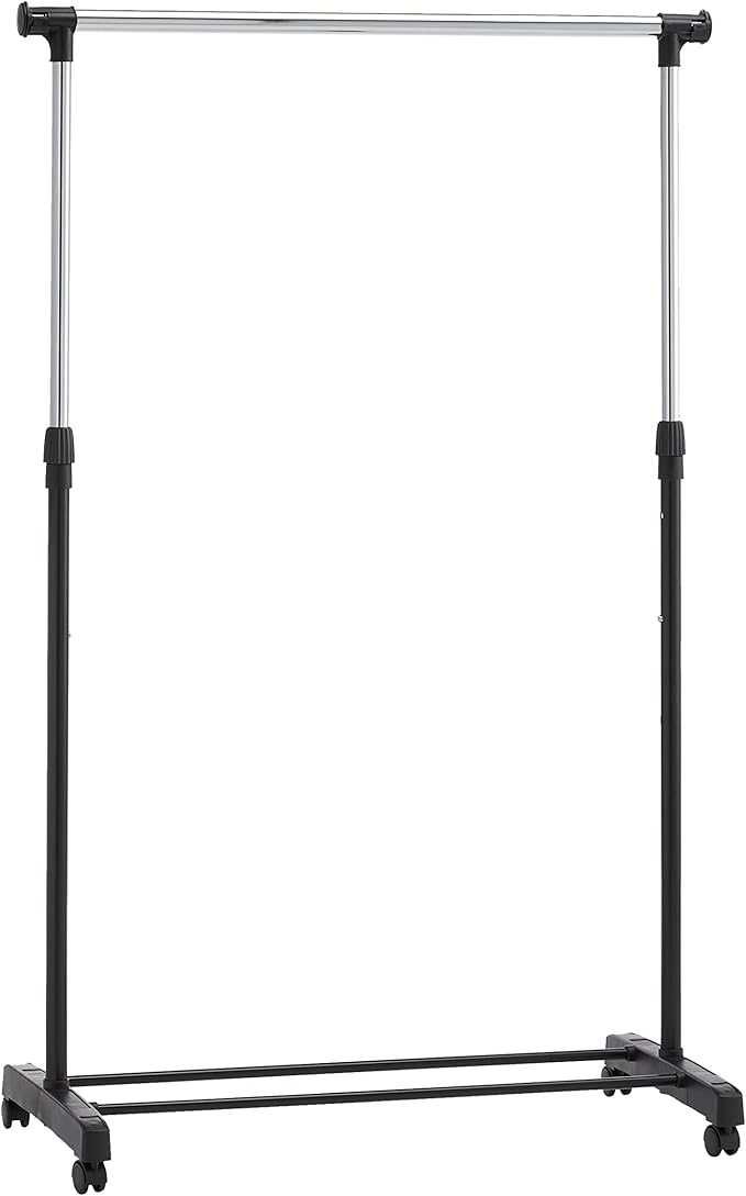 Amazon Basics Wieszak na ubrania z kółkami chrom 91,5-145x42x134-161cm