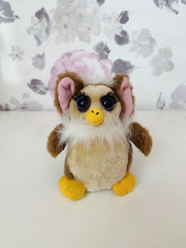 Mała maskotka, pluszak podobny do Furby, vintage sowa