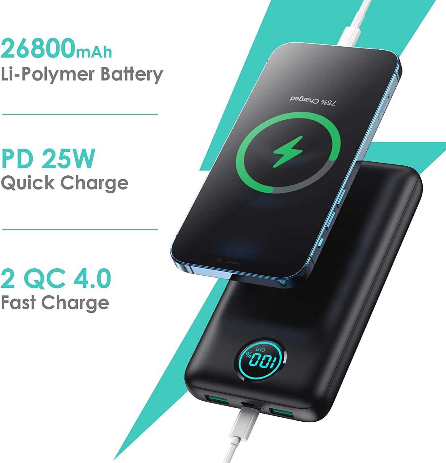 iPosible Powerbank 26800mAh 25W PD3.0 QC4.0 3xUSB