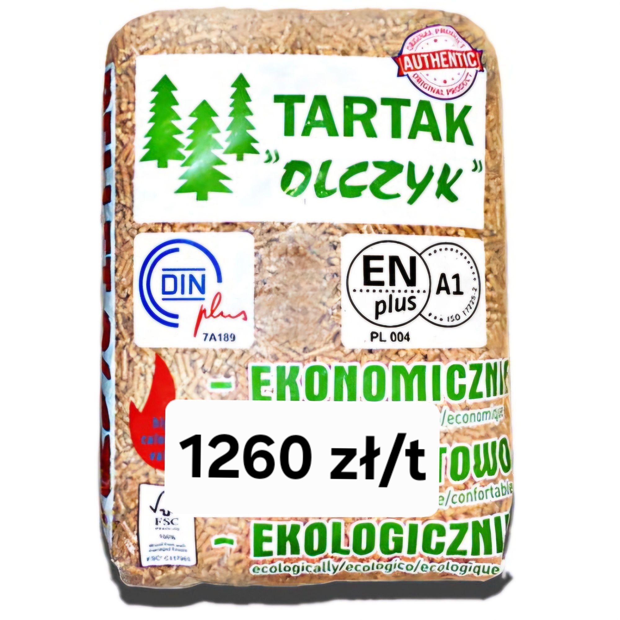 Pellet Pelet NATURAL ENERGY Certyfikat A1 EN Plus