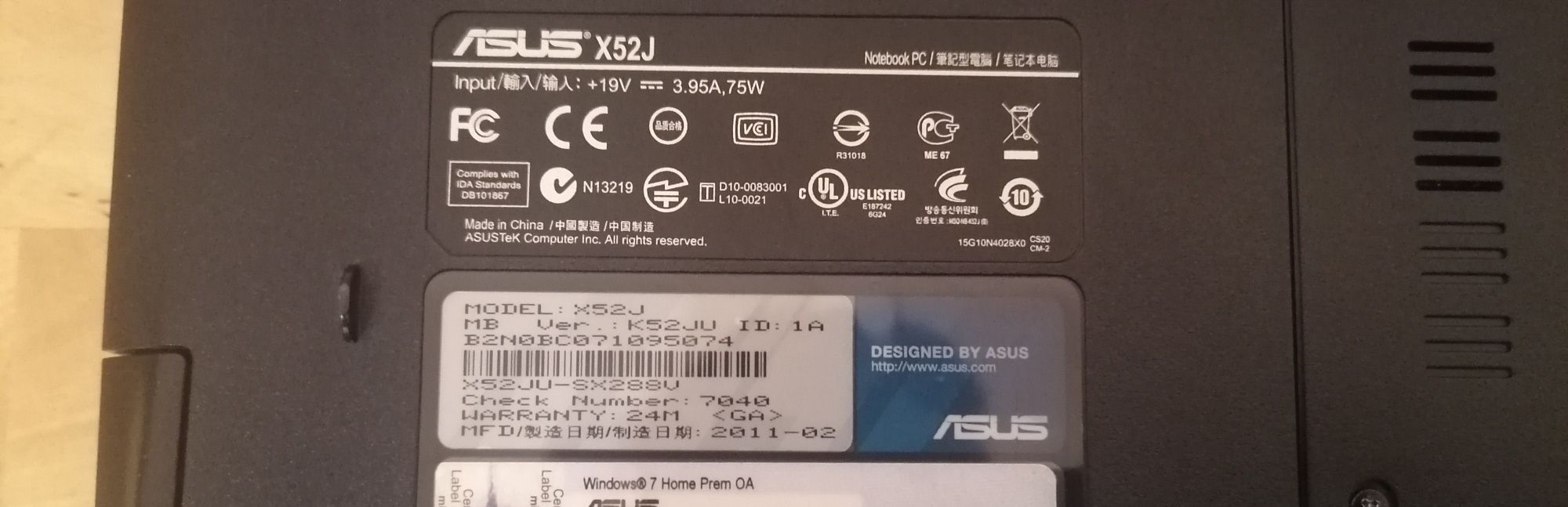 Portatil Asus X52J
