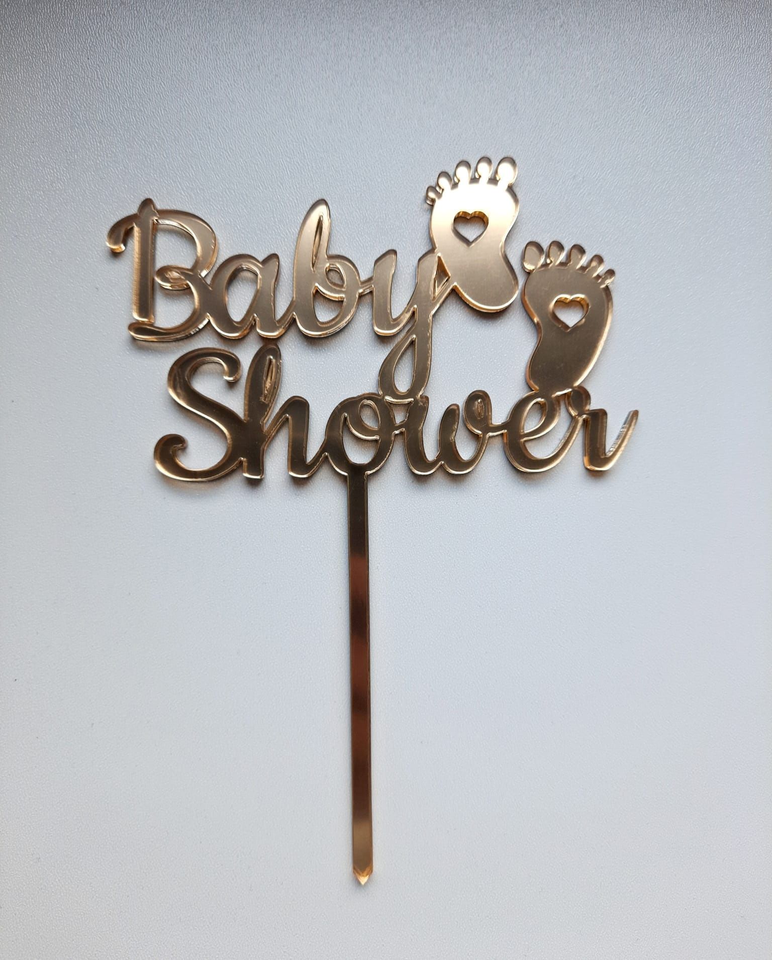 Topper Baby shower lustrzany złoty pleksi plexi narodziny dziecka