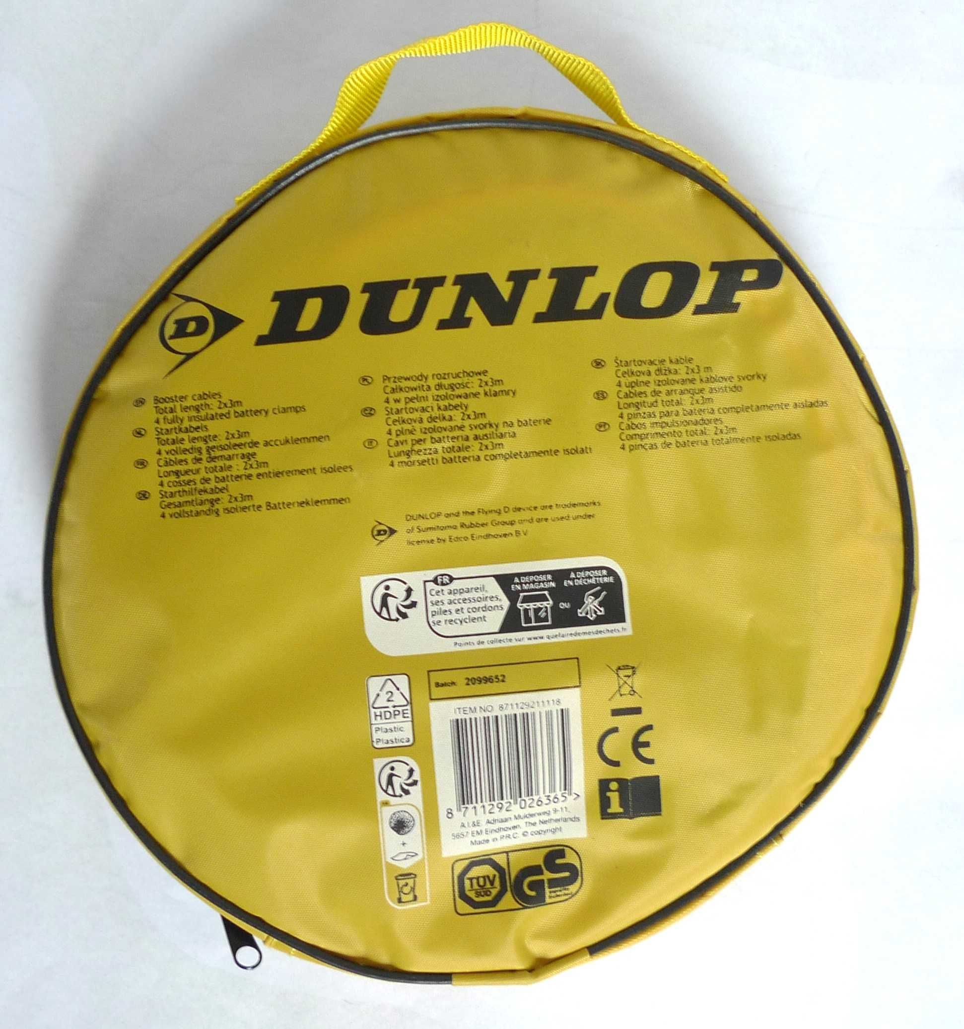 Przewody kable rozruchowe Dunlop 2x3m 220A izolowane zaciski