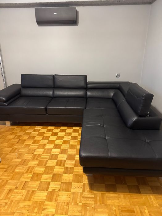 Narożnik do salonu z eko skóry czarny