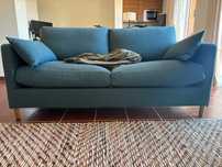 Sofá-cama 3/4 lugares Azul Petróleo, colchão 10 cm