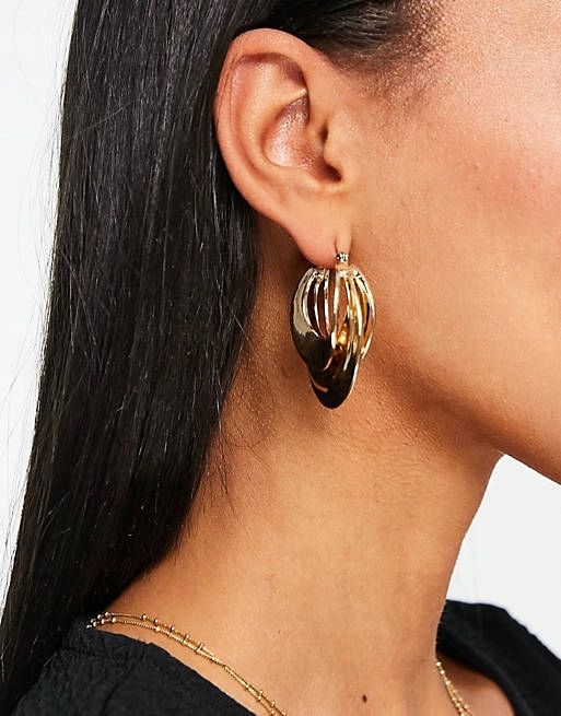 ASOS DESIGN Kolczyki Owale Wiszące Złote Stal 0352