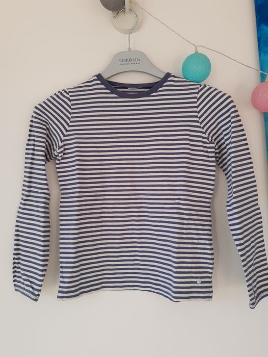 Bluzka biało-granatowe prążki 146 Domyos