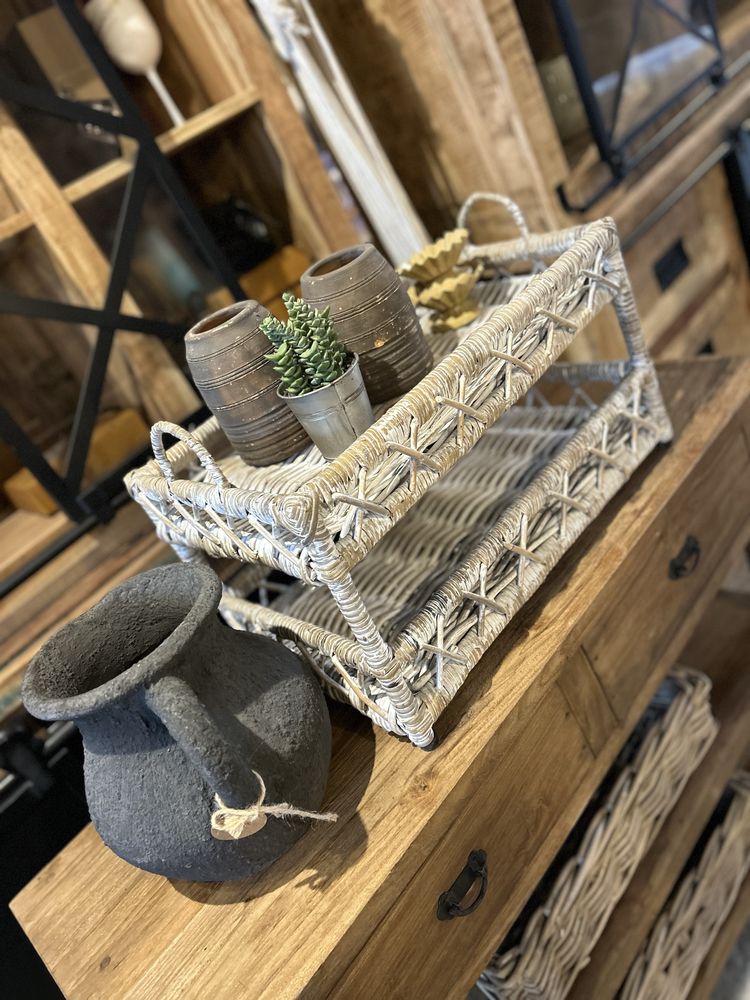 drewniana konsola TEAK lite drewno rustykalna szafka FARMHOUSE boho