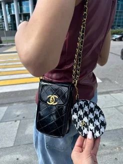 Розкішна сумочка для телефону Chanel жіноча чорна Шанель
