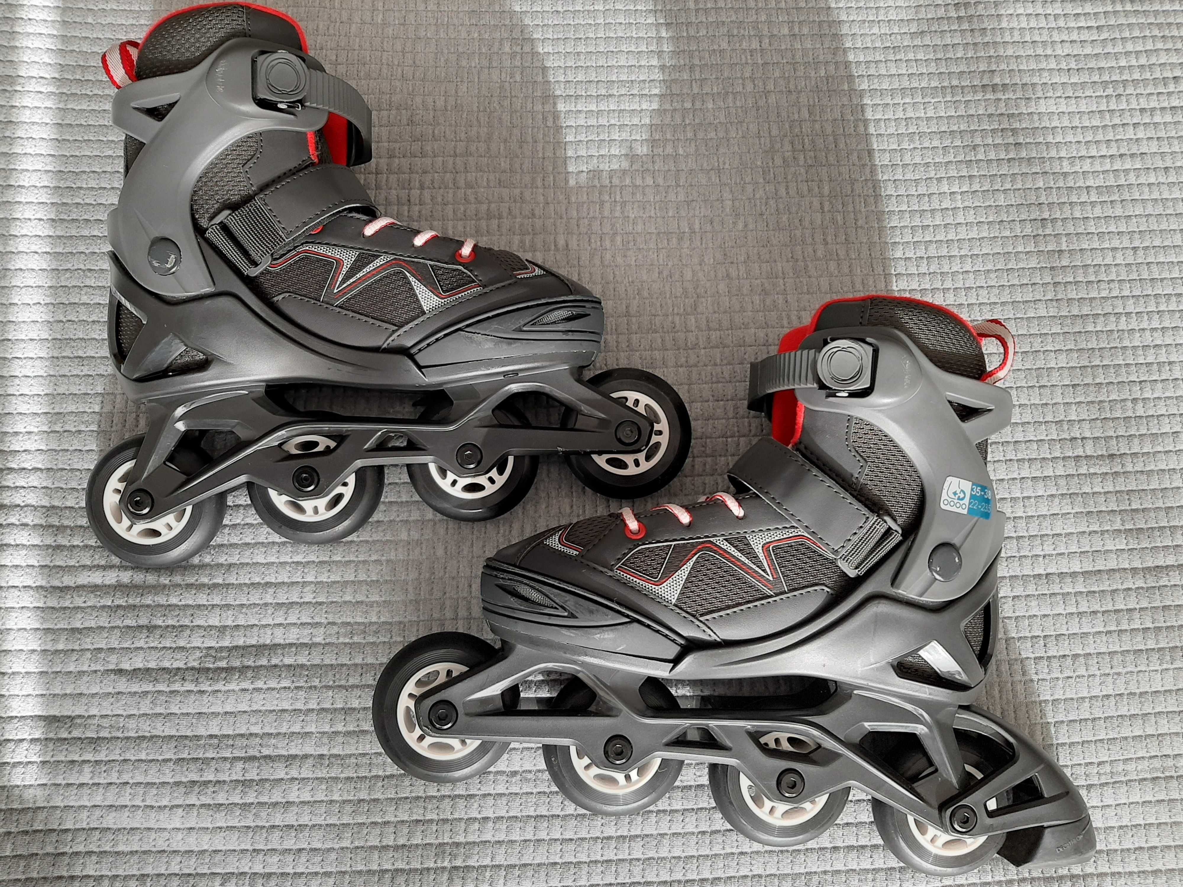Patins em linha OXELO (ajustáveis 35-38 ) + Saco + Equip. Proteção