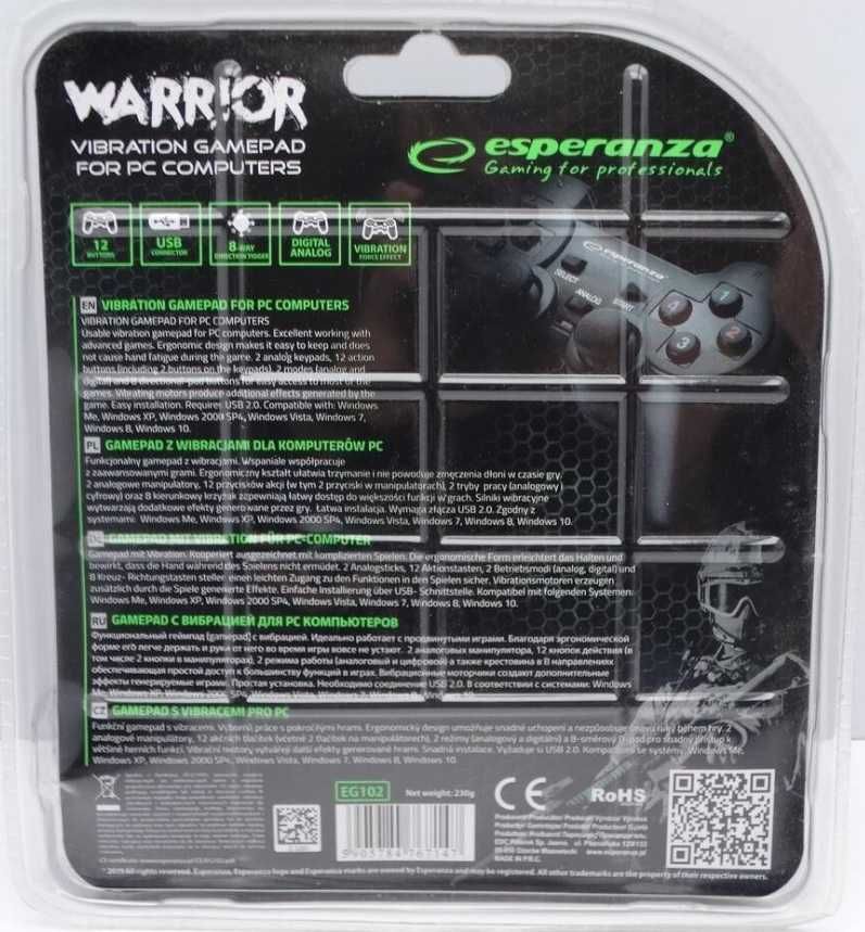 Pad przewodowy PC Kontroler USB Warrior GX300 Esperanza * Wejherowo