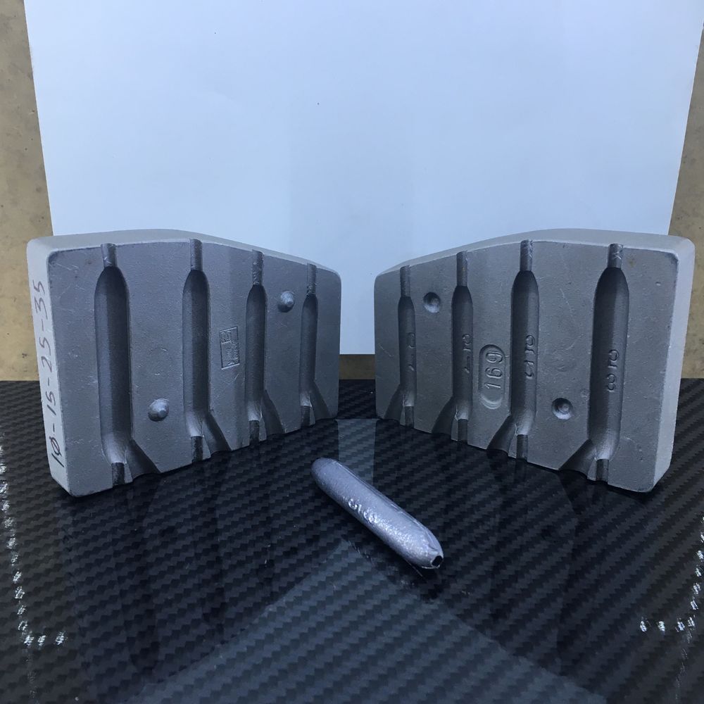 Molde para chumbeiras furadas,  10, 15, 25 e 35g