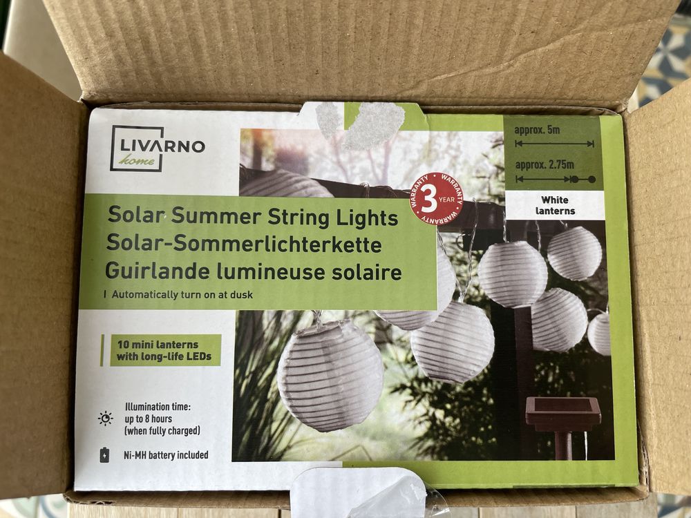 Girlanda świetlna solarna Lidl Livarno Home 10 lampek materiałowych 5m