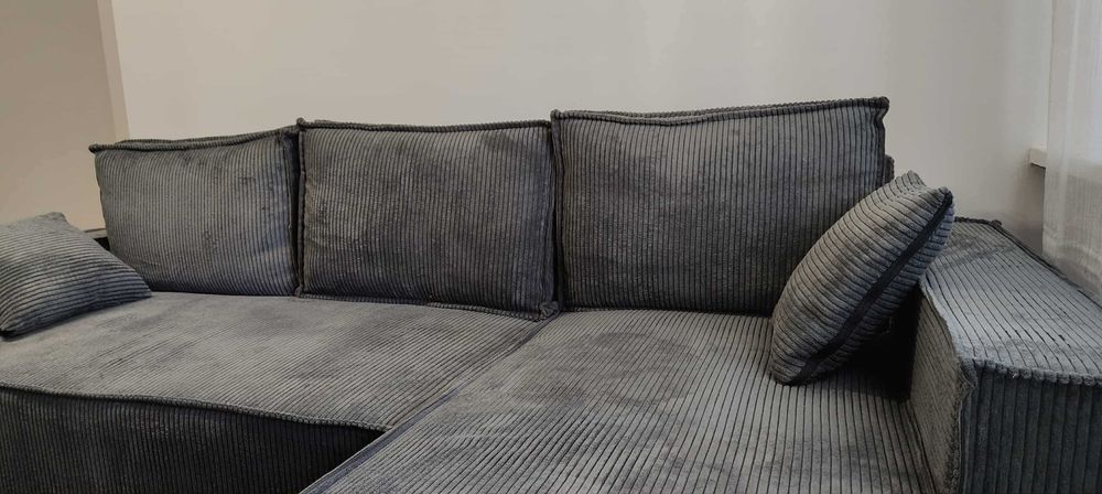 Narożnik sztruksowy szary