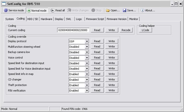 Setconfig 2.8.1 rns 510, rns 810, rns 850