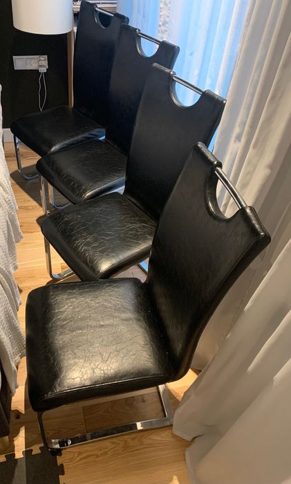 Krzesła srebrno/ czarne- imitacja skóry